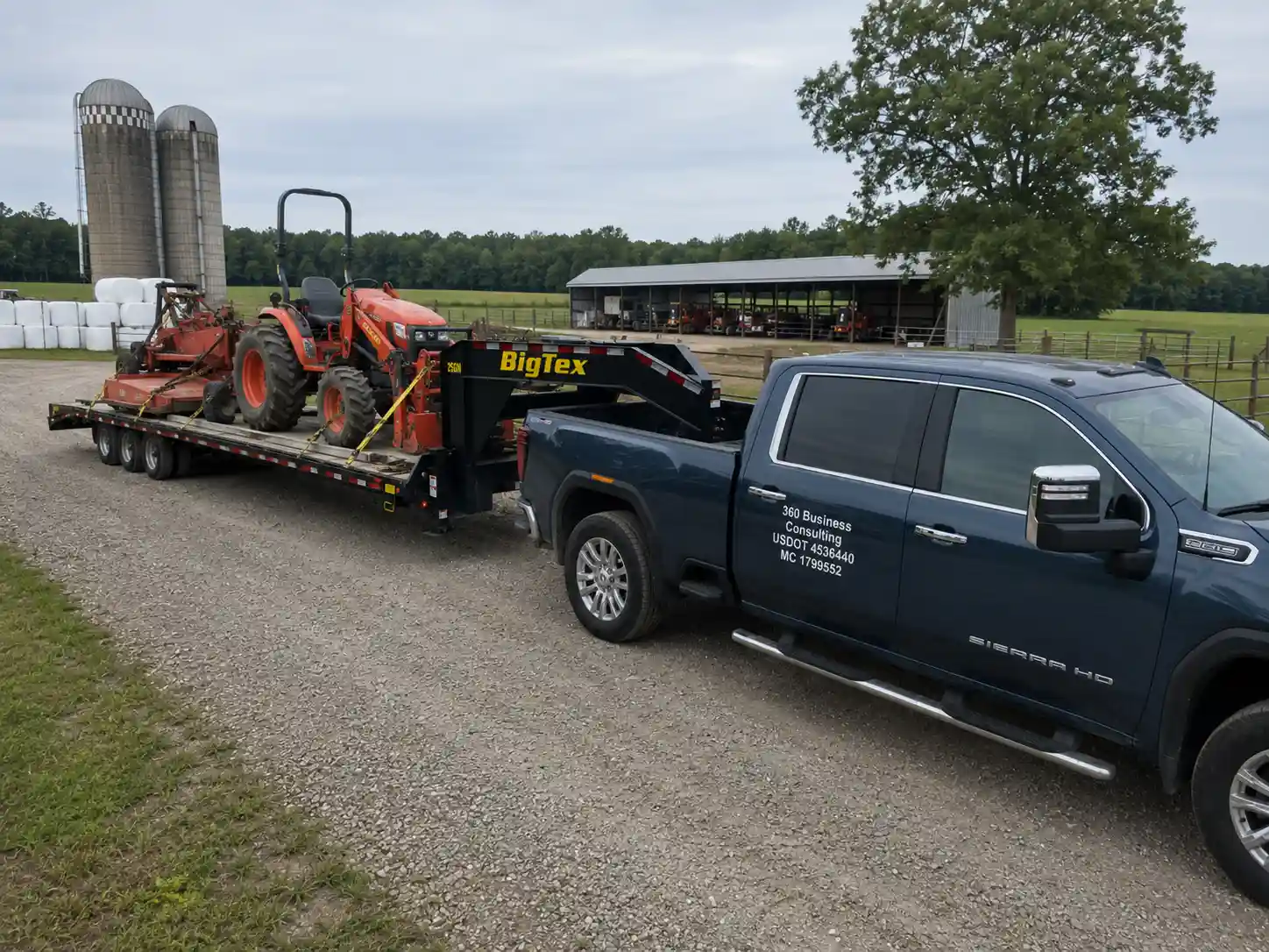 Farm Equipment transported with flatbed hotshot freight