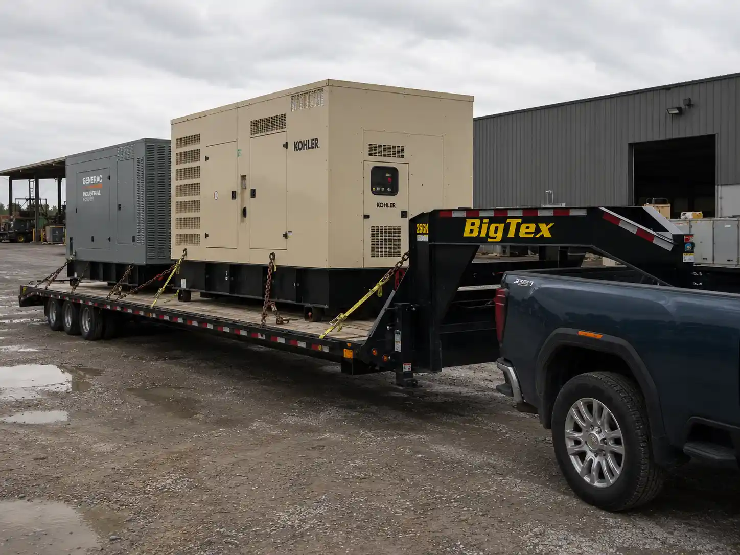 Construction Equipment transported with flatbed hotshot freight