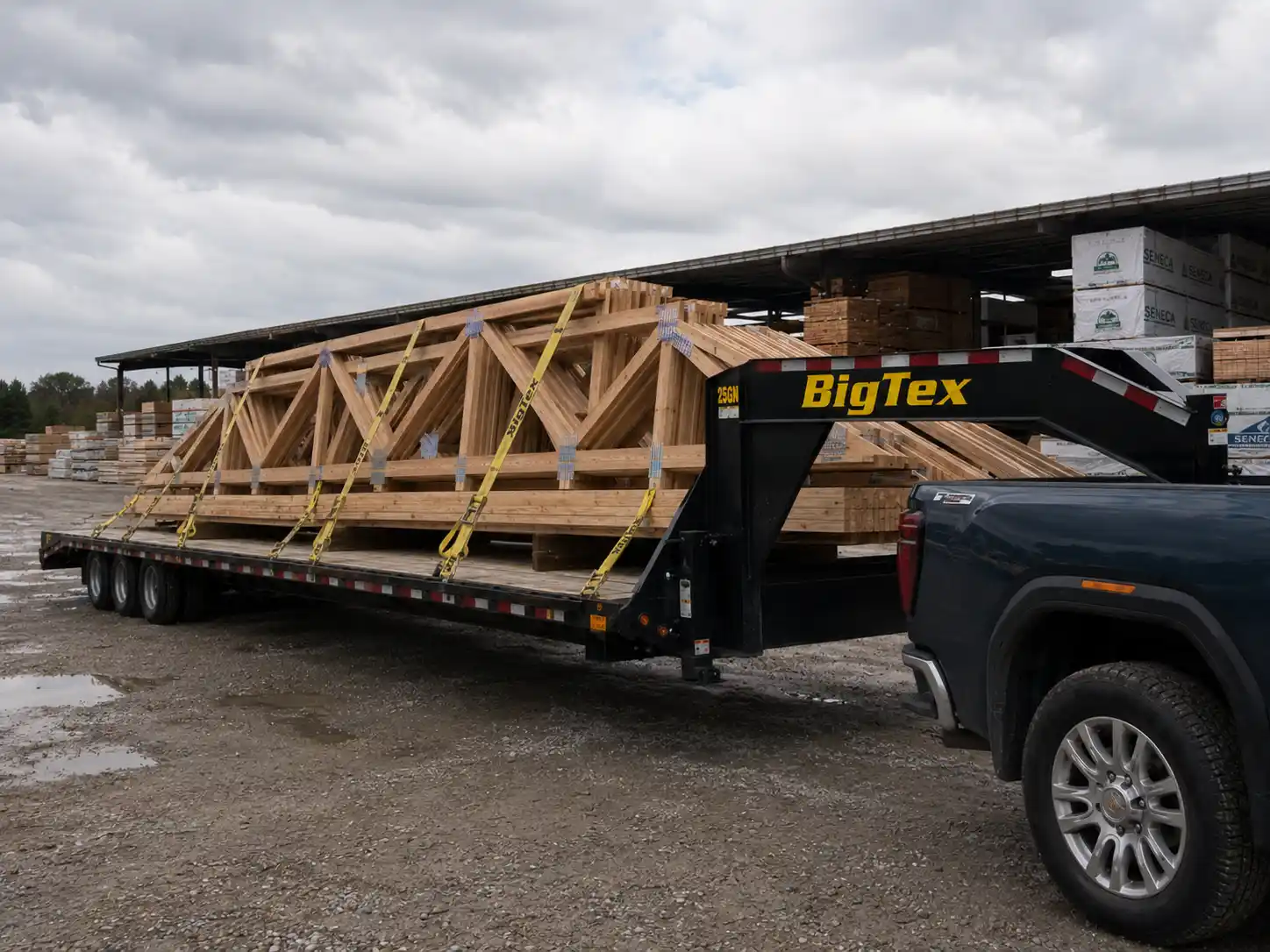 Lumber & Trusses transported with flatbed hotshot freight
