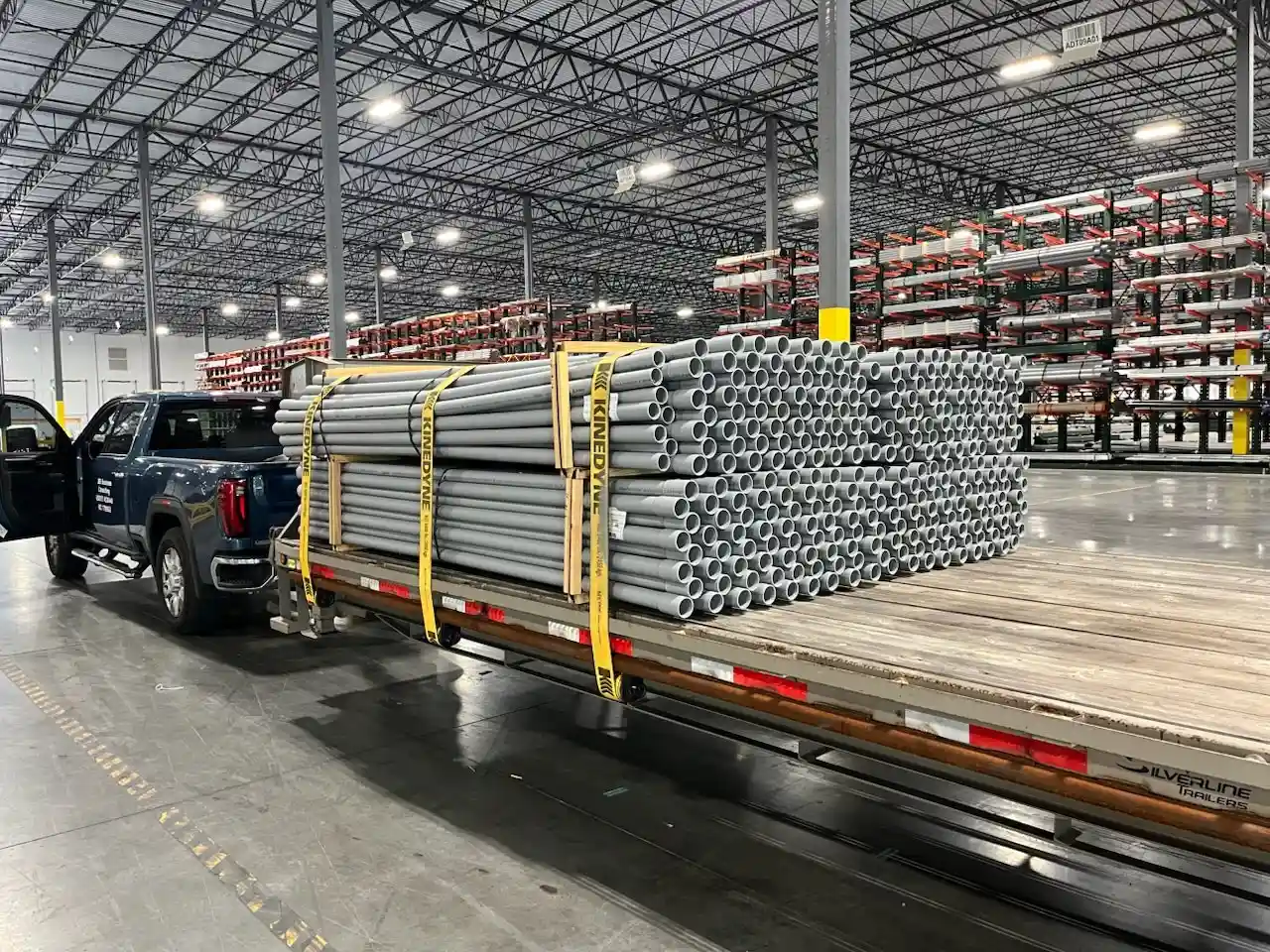 Pipe & Utility Material transported with flatbed hotshot freight
